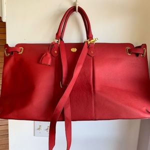 Red Leather Joy Mangano Weekend Bag